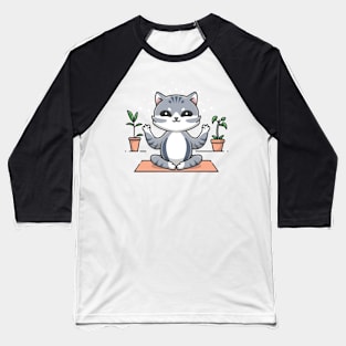 Yoga Cat Baseball T-Shirt